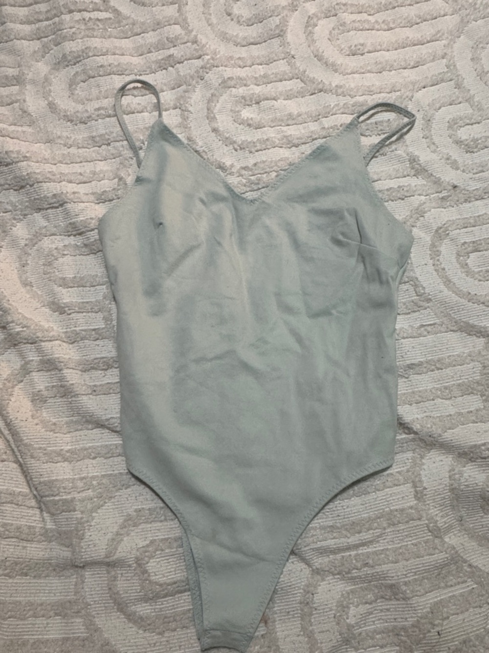 Shinestar Light Sage Green Spaghetti-Strap One-Piece Bodysuit